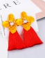 Fashion Red+yellow Flower Shape Decorated Earrings