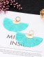 Fashion Blue Sector Shape Decorated Tassel Earrings