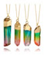 Fashion Green+pink Cylinder Shape Pendant Decorated Necklace