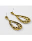 Elegant Antique Gold Hollow Out Waterdrop Shape Design Earrings