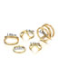 Fashion Gold Color Pure Color Design V Shape Rings(5pcs)