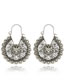 Fashion Antique Silver Hollow Out Flower Decorated Long Earrings
