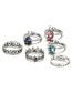 Fashion Silver Color Crown Shape Design Simple Ring(6pcs)