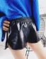 Fashion Silver Color Pure Color Decorated High Waist Shorts