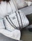 Fashion Silver Color Grids Pattern Decorated Pure Color Bag