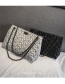 Fashion Black Flower Pattern Decorated Pure Color Bag