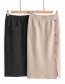 Fashion Beige Button Decorated Pure Color Skirt