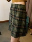 Fashion Green Grid Pattern Decorated Skirt