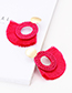Fashion Plum Red Round Shape Decorated Tassel Earrings