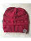 Fashion Claret Red Stripe Pattern Decorated Pure Color Hat