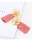 Fashion Gold Color+pink Flower Shape Decorated Tassel Earrings
