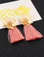 Fashion Gold Color+pink Flower Shape Decorated Tassel Earrings
