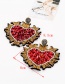 Fashion Gold Color+red Heart Shape Decorated Earrings