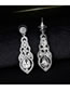 Fashion White Full Diamond Decorated Waterdrop Shape Earrings
