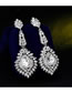 Fashion Champagne Ful Diamond Decorated Waterdrop Shape Earrings