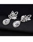 Fashion Silver Color Full Diamond Decorated Waterdrop Shape Earrings