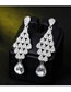 Fashion Silver Color Full Diamond Decorated Waterdrop Shape Earrings