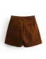 Fashion Brown Pure Color Decorated Short Pants