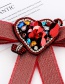 Fashion Red Heart Shape Decorated Bowknot Brooch
