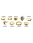 Simple Gold Color Elephant Shape Decorated Ring (9 Pcs )