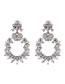 Simple Silver Color Diamond Decorated Earrings