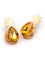 Vintage Yellow Pineapple Shape Decorated Earrings