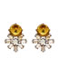 Fashion Brown Diamond Decorated Earrings
