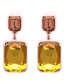 Fashion Pink+yellow Square Shape Decorated Earrings