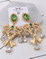 Fashion Green+gold Color Water Drop Shape Decorated Earrings
