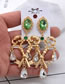Fashion Green+gold Color Water Drop Shape Decorated Earrings