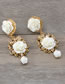 Fashion Gold Color+white Flower Shape Decorated Earrings