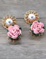 Fashion Pink+gold Color Flower Shape Decorated Earrings