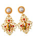 Fashion Gold Color Diamond Decorated Hollow Out Earrings