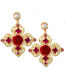 Fashion Plum Red+gold Color Flower Shape Decorated Earrings