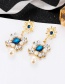 Fashion Blue Pearl&diamond Decorated Earrings