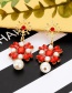 Fashion Red Pearl&diamond Decorated Earrings