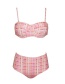 Fashion Pink Grid Pattern Decorated Bikini
