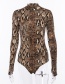 Fashion Brown Snake Skin Pattern Decorated Jumpsuit