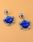 Fashion Sapphire Blue Full Diamond Decorated Earrings