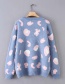 Fashion Blue Color Matching Decorated Sweater
