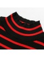 Fashion Red Stripe Pattern Decorated Sweater