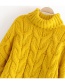 Fashion Yellow Pure Color Decorated Sweater
