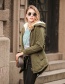 Fashion Olive Pure Color Design Long Sleeves Coat