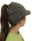 Fashion Beige Label Decorated Hollow Out Knitted Hat