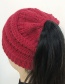 Fashion Plum Red Label Decoratedpure Color Knitted Hat