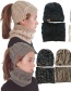 Fashion Khaki Hollow Out Design Knitted Hat&scarf