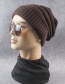 Fashion Coffee Pure Color Decorated Knitted Hat
