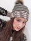 Fashion Black Fuzzy Ball Decorated Knitted Hat