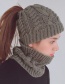 Fashion Dark Gray Hemp Flowers Shape Design Hat&scarf