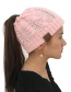 Fashion Beige Label Decorated Pure Color Knitted Hat